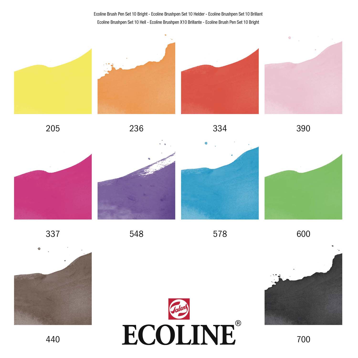 Bruynzeel ecoline penseelpenset helder, 10 kleuren