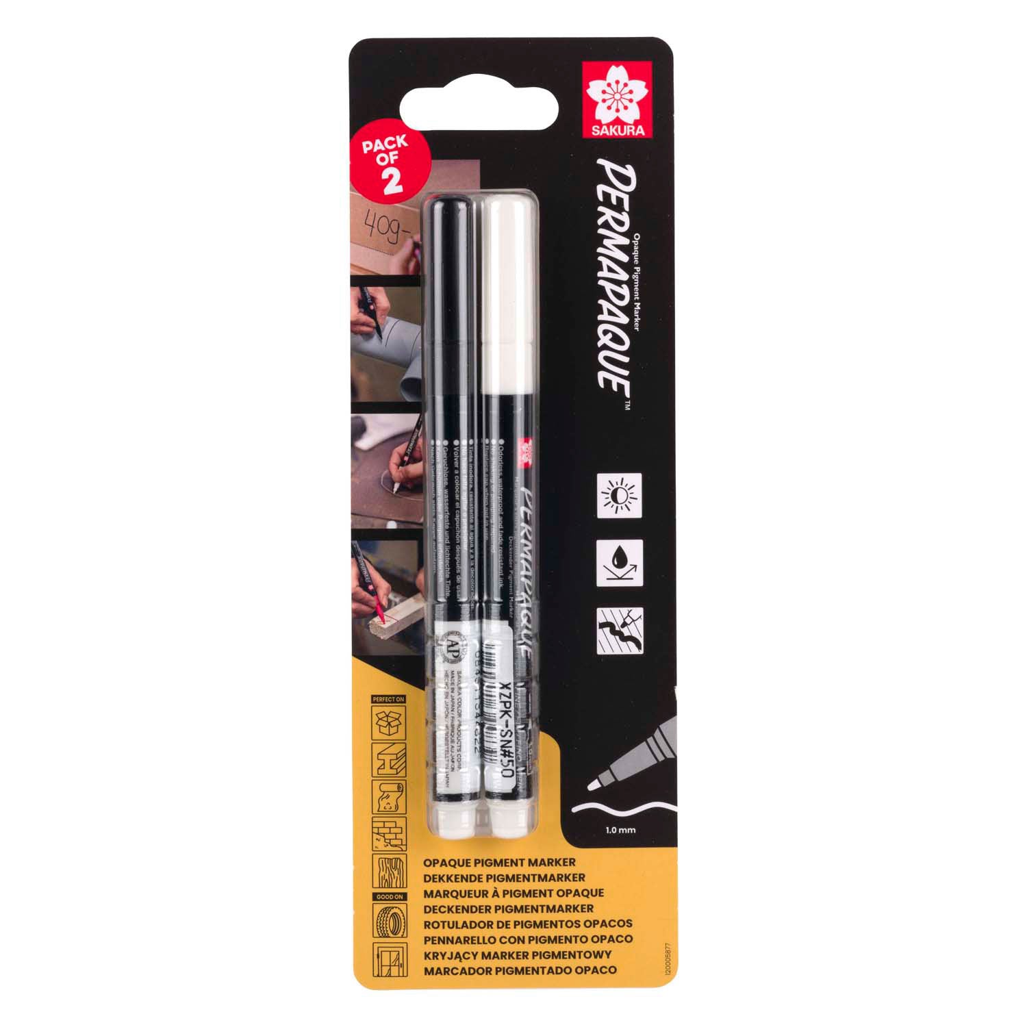 Sakura permapaque fijne set, zwart en wit