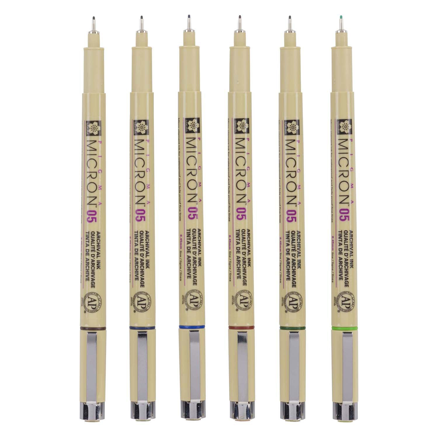 Sakura pigma micron 05 etui met 6 aardekleuren