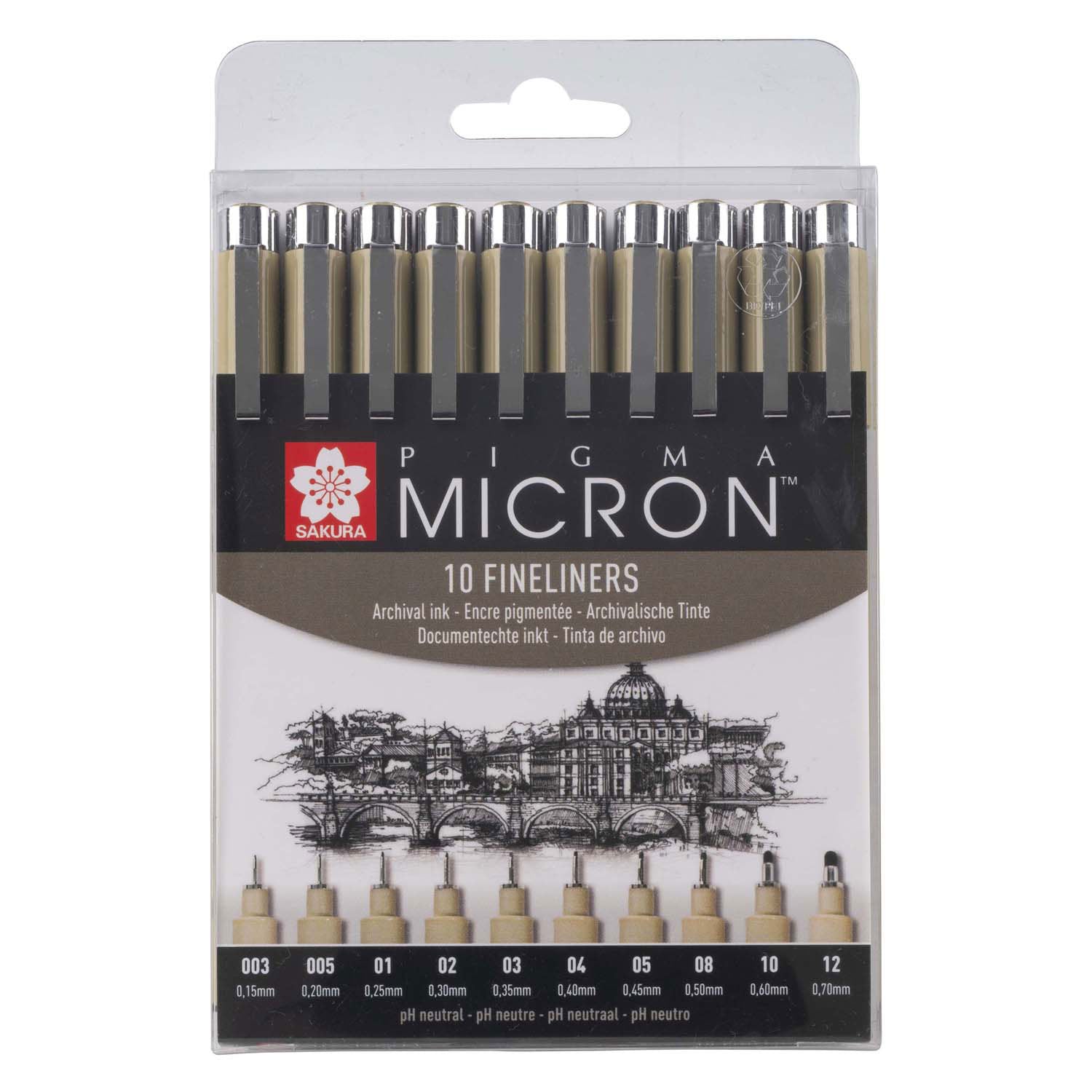 Sakura pigma micron etui 10 fineliners zwart