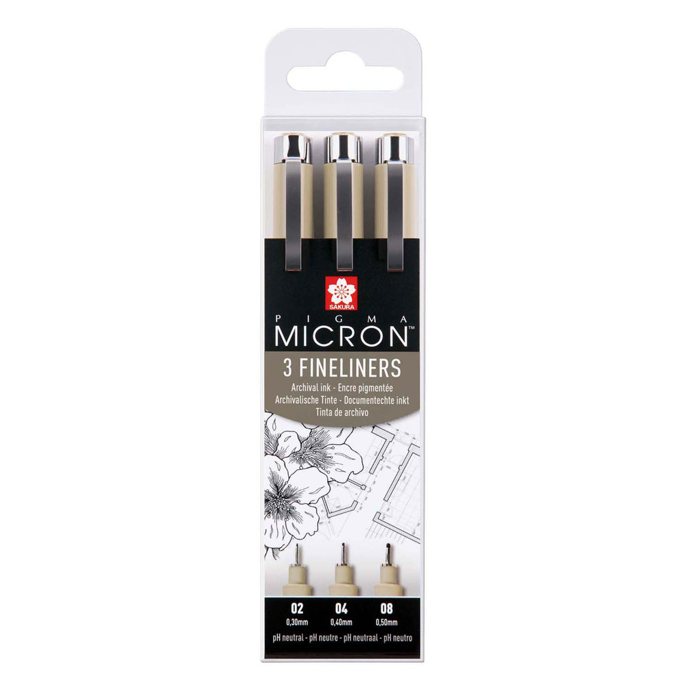 Sakura pigma micron fineliners etui - 3 fineliners - zwart
