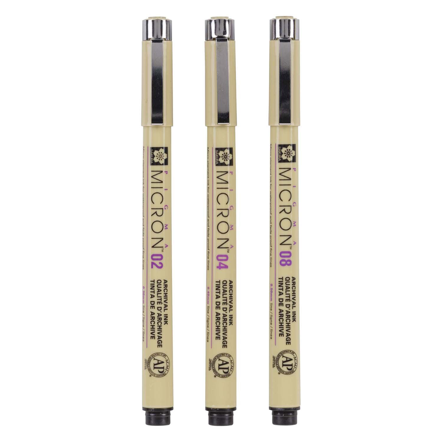 Sakura pigma micron etui 3 fineliners zwart 02-04-08