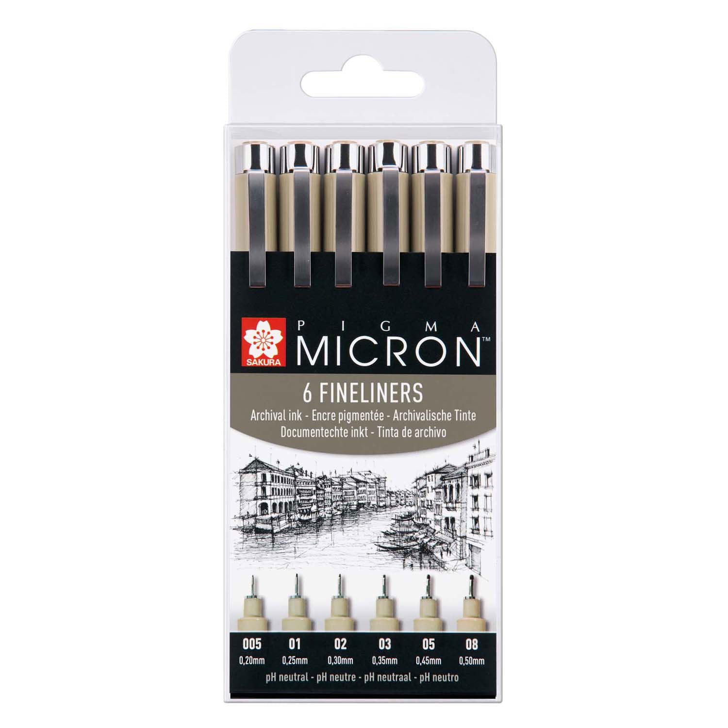 Sakura pigma micron etui 6 fineliners zwart