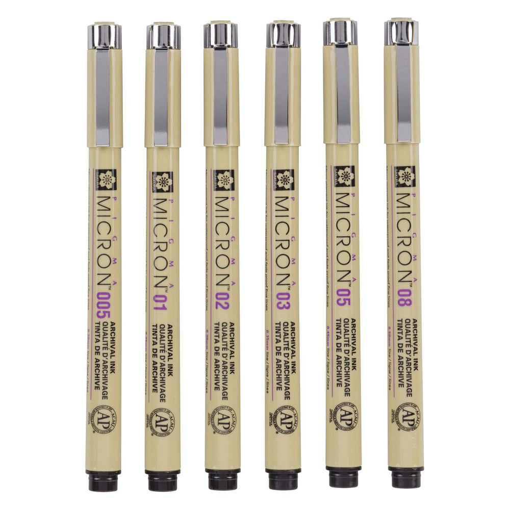 Sakura pigma micron fineliners etui - 6 fineliners - zwart