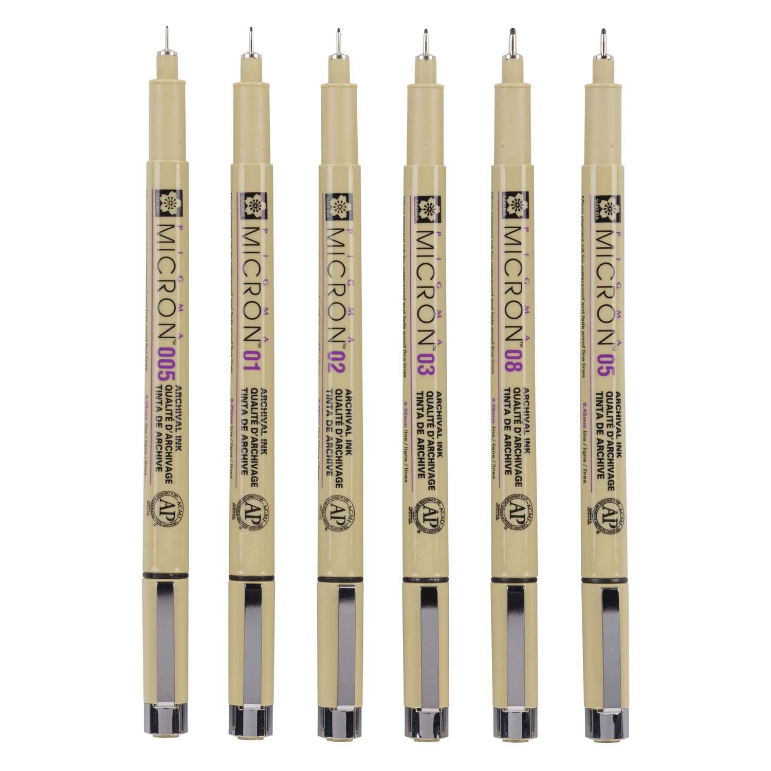 Sakura pigma micron etui 6 fineliners zwart