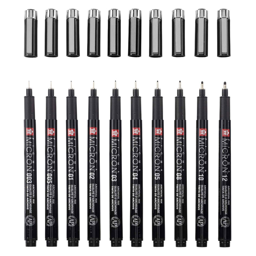Sakura Pigma Micron Black Edition set in gratis etui, 10st