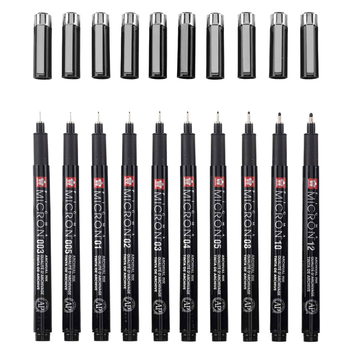 Sakura Pigma Micron Black Edition set in gratis etui, 10st