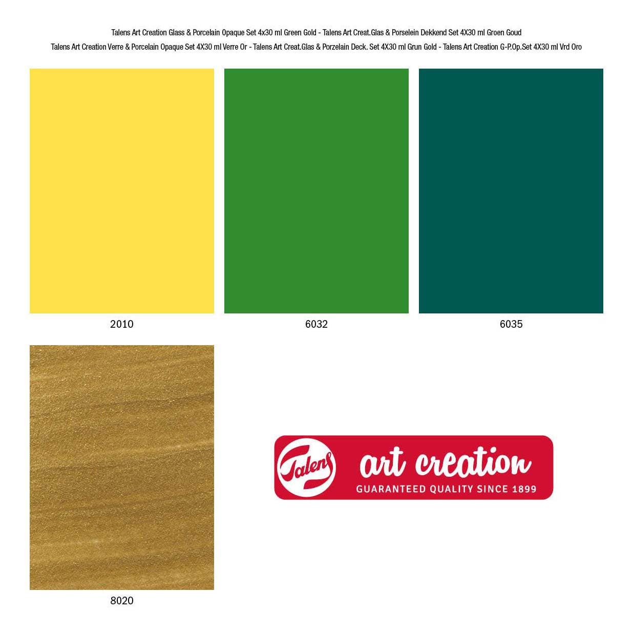 Talens art creat.glas porselein dekkend 4x30ml groen goud