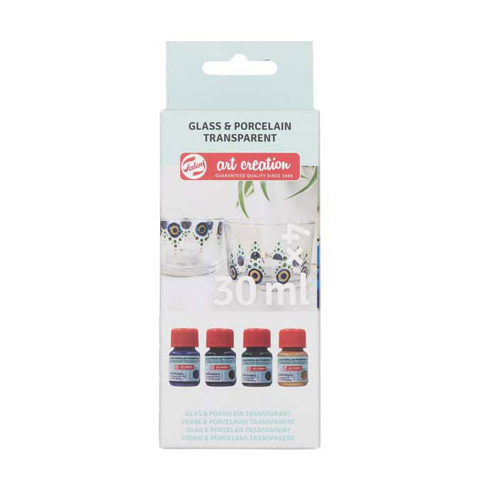 Talens kunstcreatie glas porselein transp. 4x30ml blauw