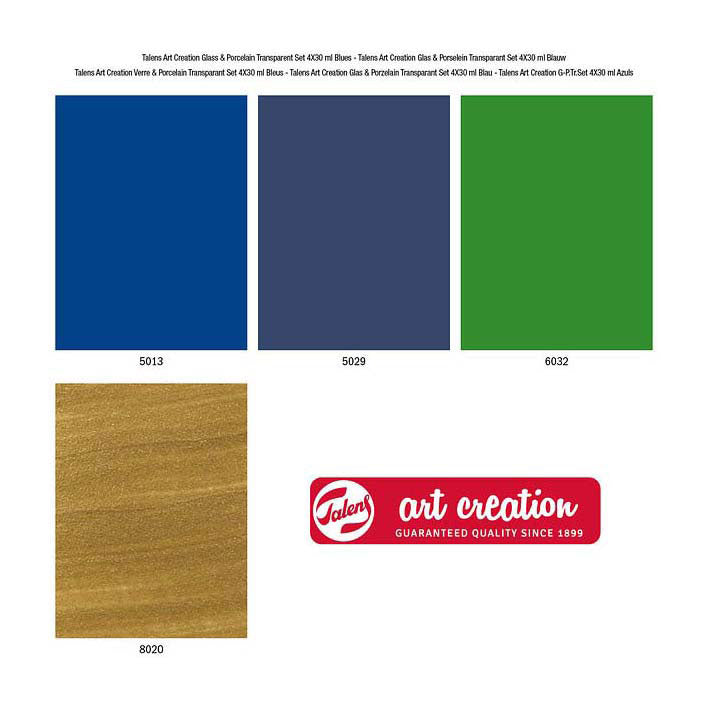 Talens kunstcreatie glas porselein transp. 4x30ml blauw