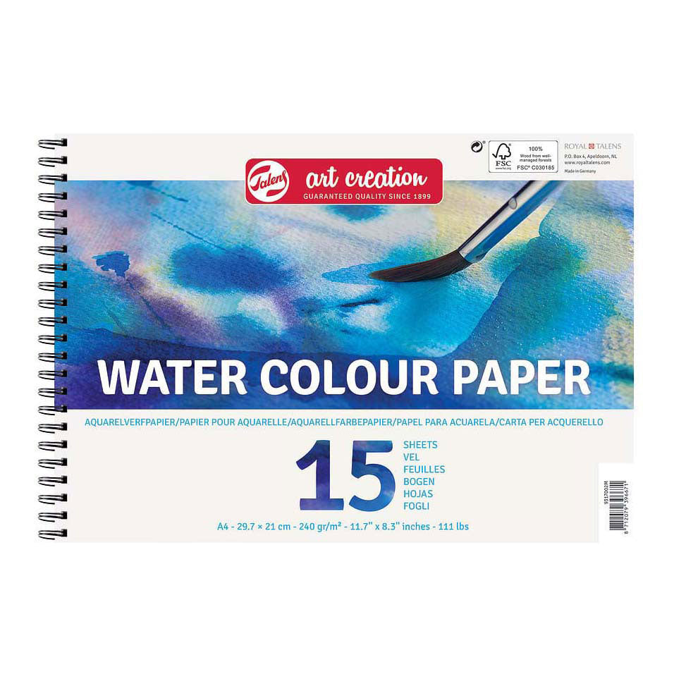 Talens art creation aquarelverfpapier a4 250 gr 15 afgesloten