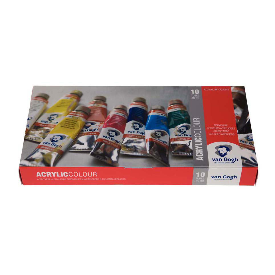 Van gogh acrylverf basisset met 10 kleuren in tubes van 40ml