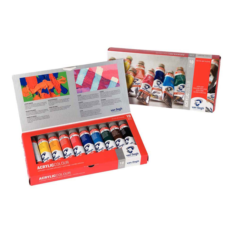 Van gogh acrylverf basisset met 10 kleuren in tubes van 40ml