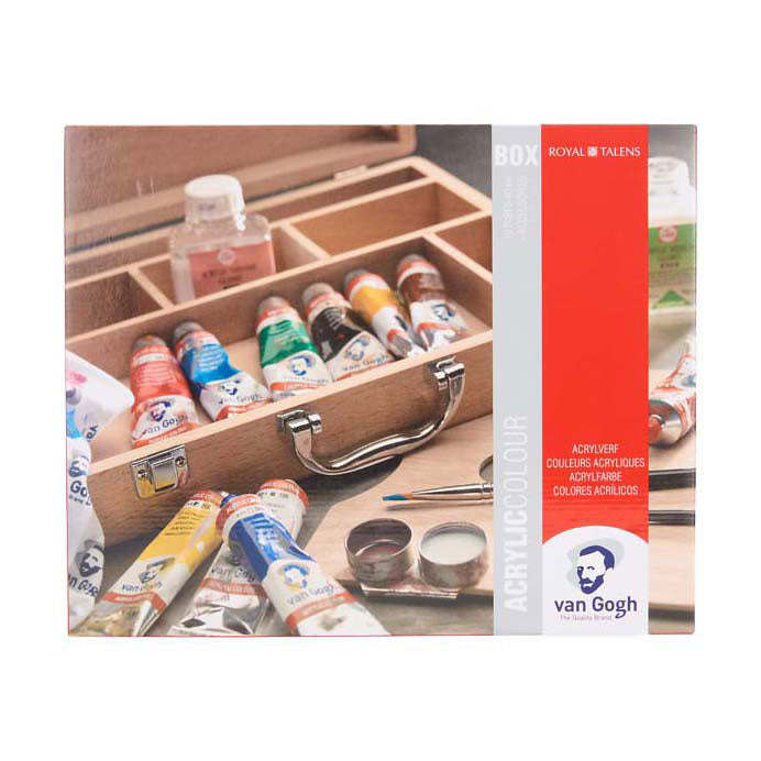 Bruynzeel van gogh acrylverf in kist basic met 10 kleuren 40ml