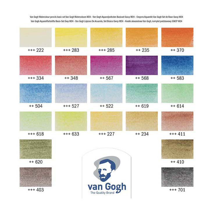 Bruynzeel van gogh basisset aquarelpotloden met 24 kleuren