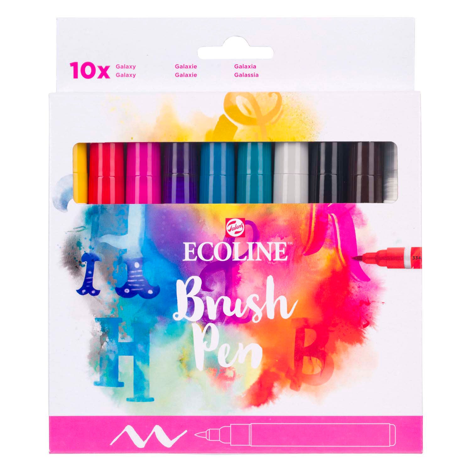 Bruynzeel ecoline brush pen set galaxy, 10 kleuren
