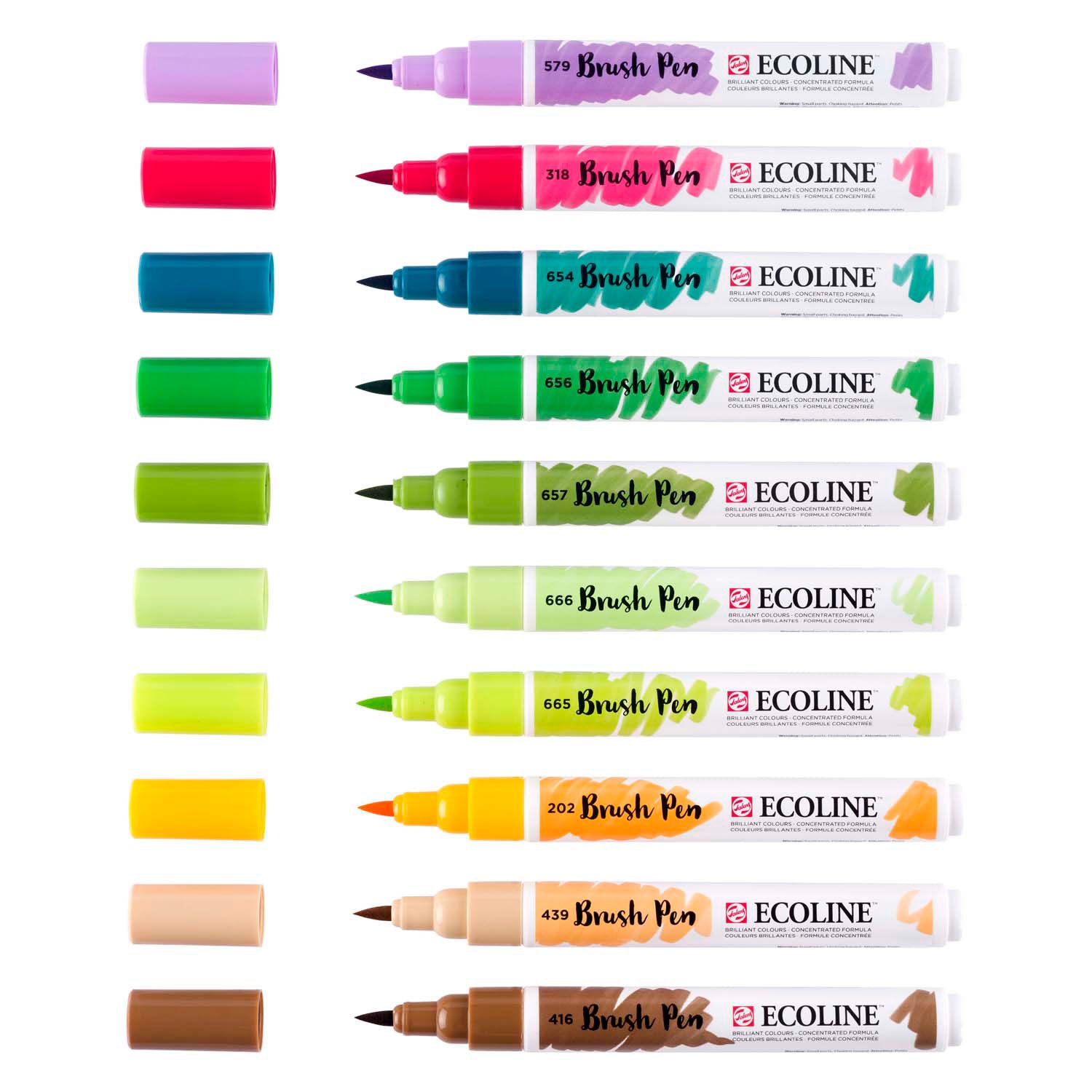 Bruynzeel ecoline brush pen set botanisch, 10 kleuren