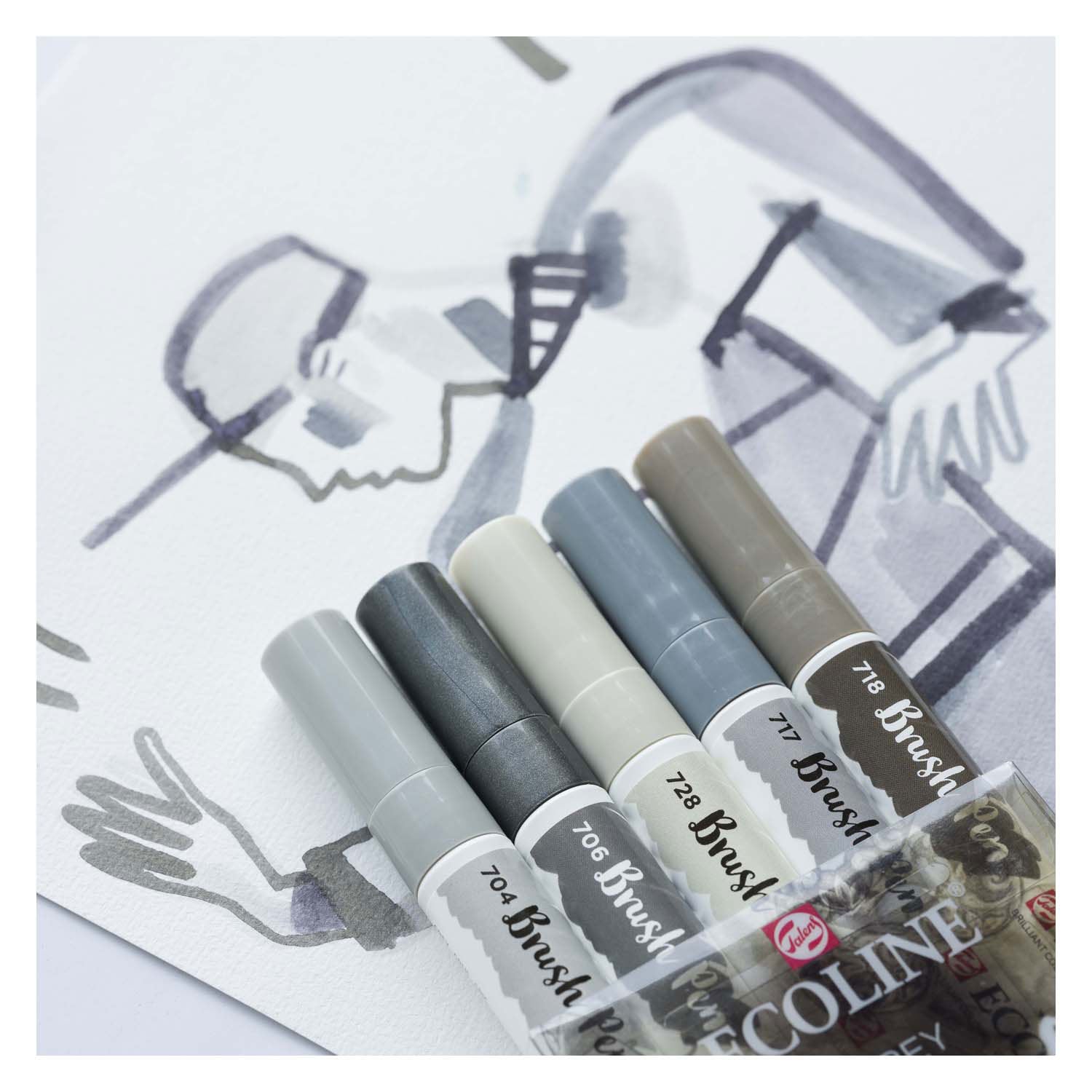 Ecoline brush pen set schaduw| 5 colours