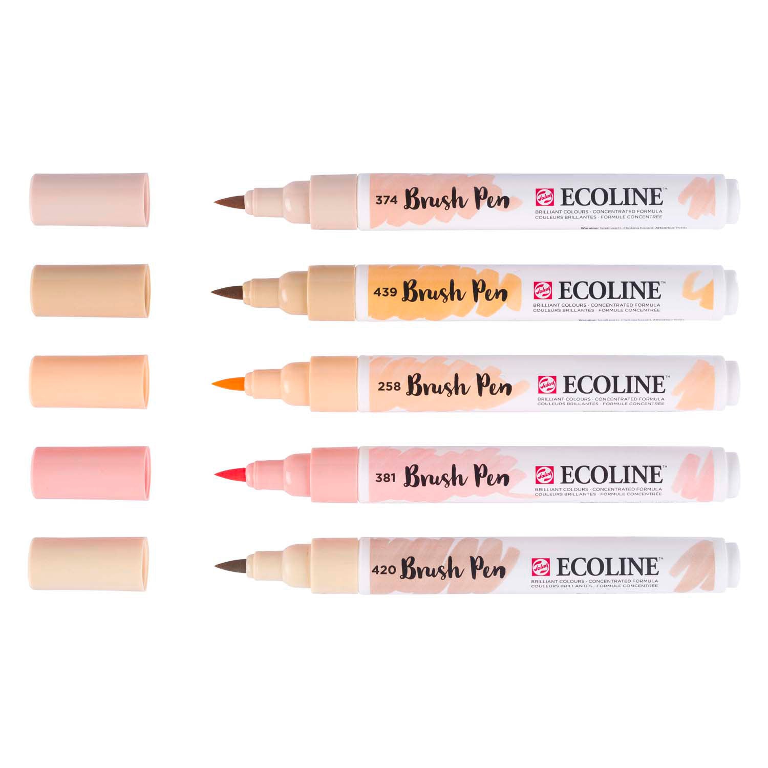 Bruynzeel ecoline brush pen set portret, 5 kleuren