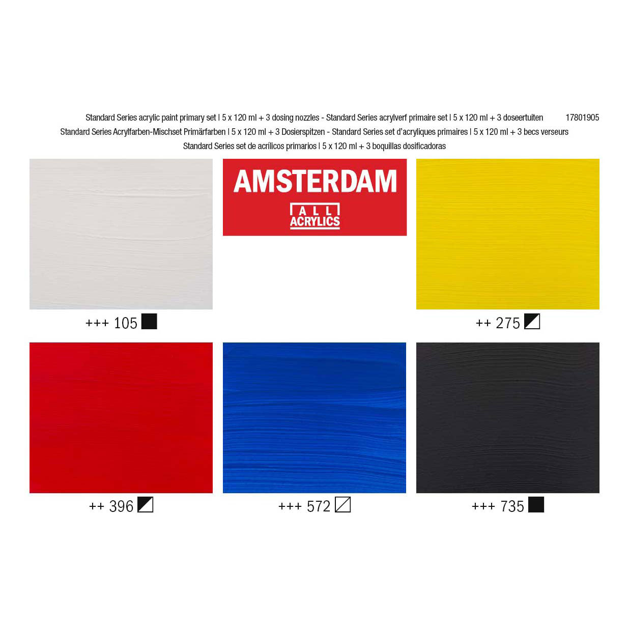 Bruynzeel amsterdam standard series acrylverf primaire set 120ml, 5dlg. + 3 doseertuiten