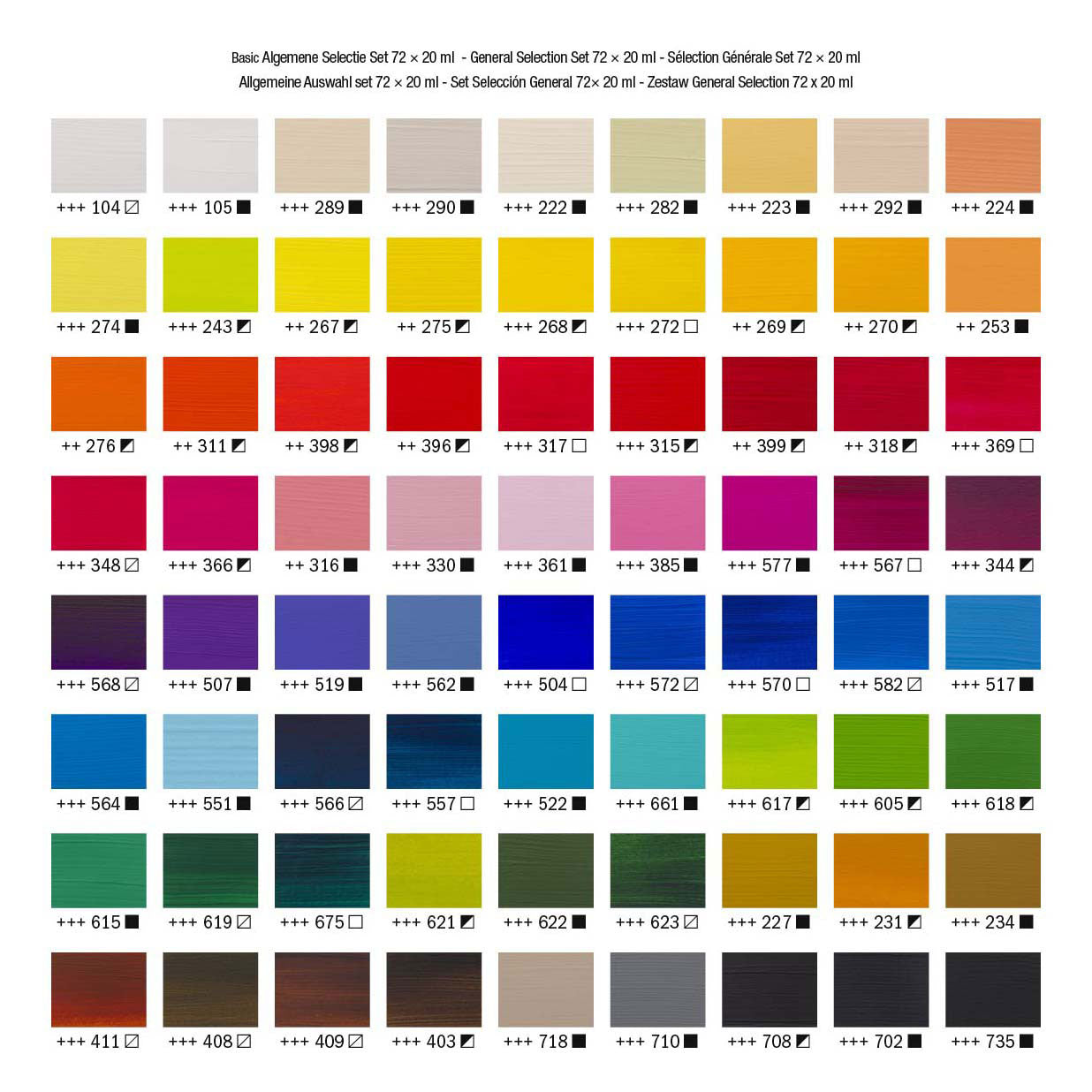 Amsterdam standard series acrylverf algemene selectie set | 72 × 20 ml