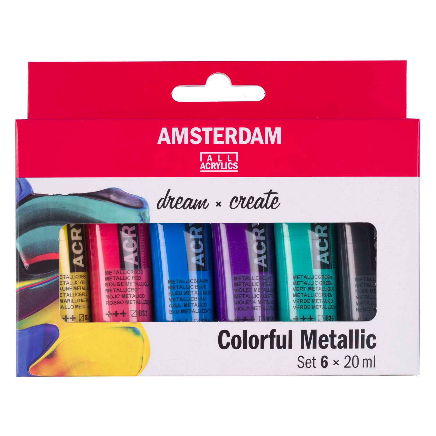 Bruynzeel amsterdam standard series acrylverf kleurrijke metallic set 20ml, 6dlg.
