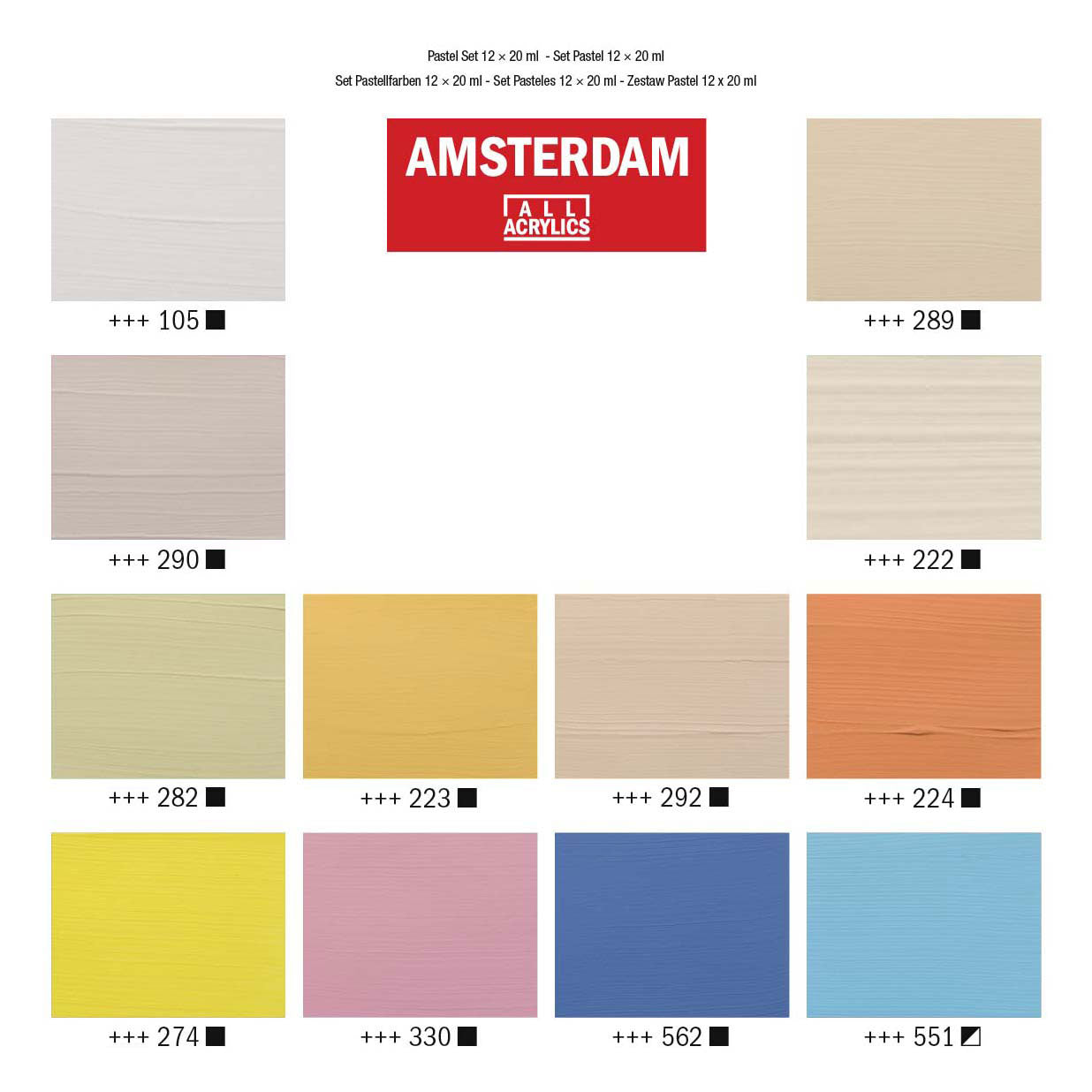 Bruynzeel amsterdam standard series acrylverf pastel set 20ml, 12dlg.