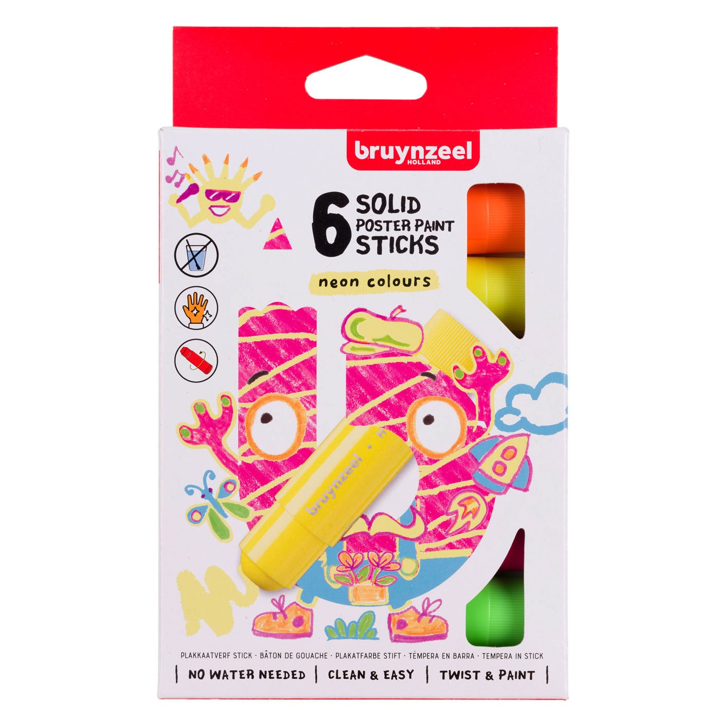 Bruynzeel plakkaatverf sticks neon, 6st.