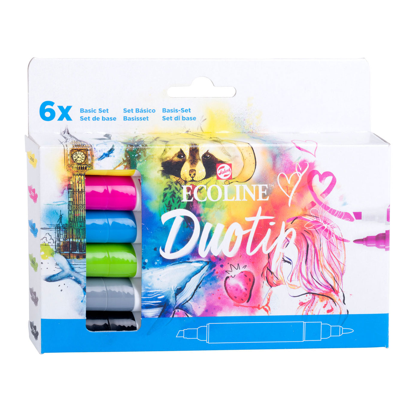 Ecoline duotip markers basisset, 6dlg.