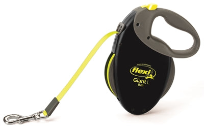 Flexi retractable lead giant tape neon black yellow