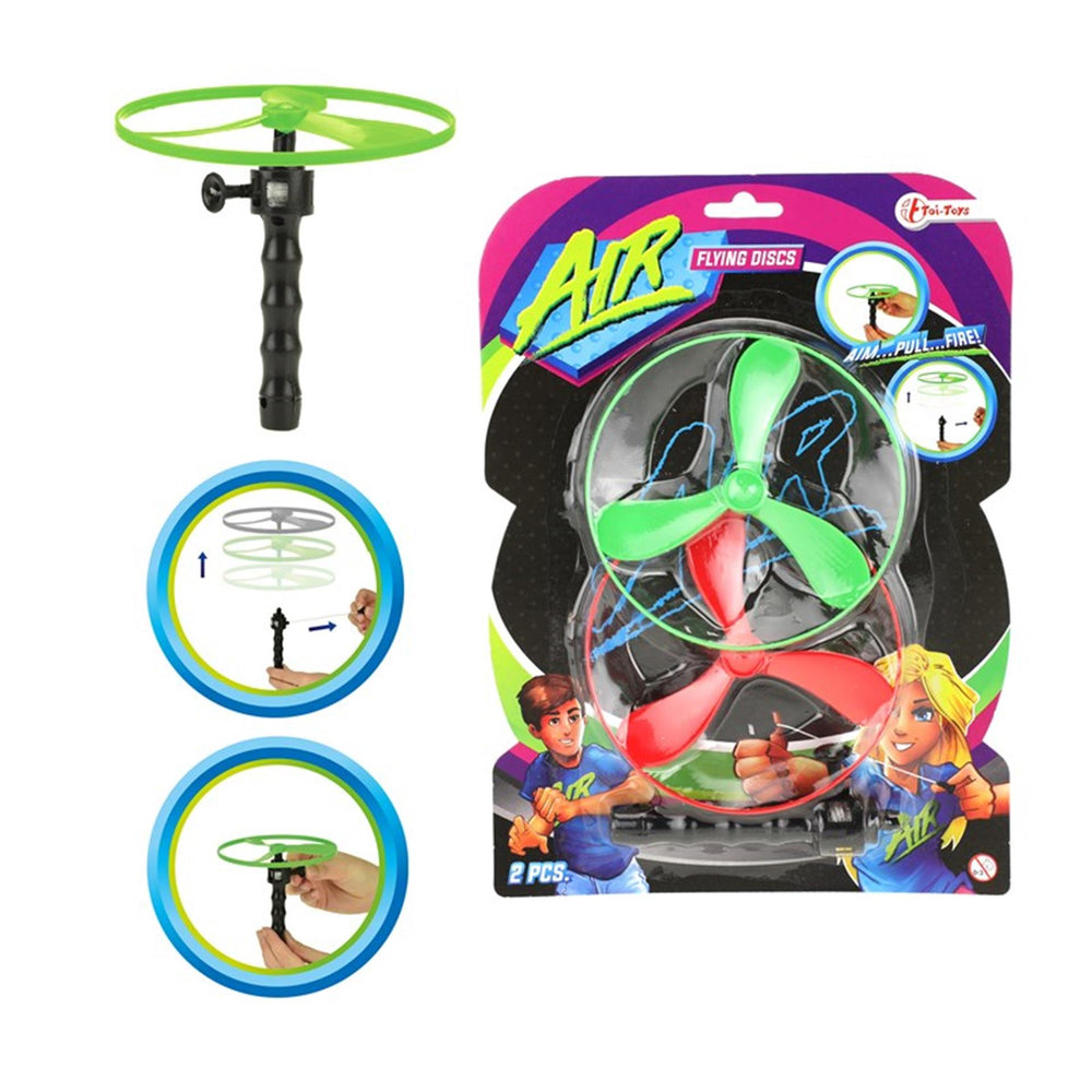 Toi-toys flying discs air 12 cm groen rood 3-delig