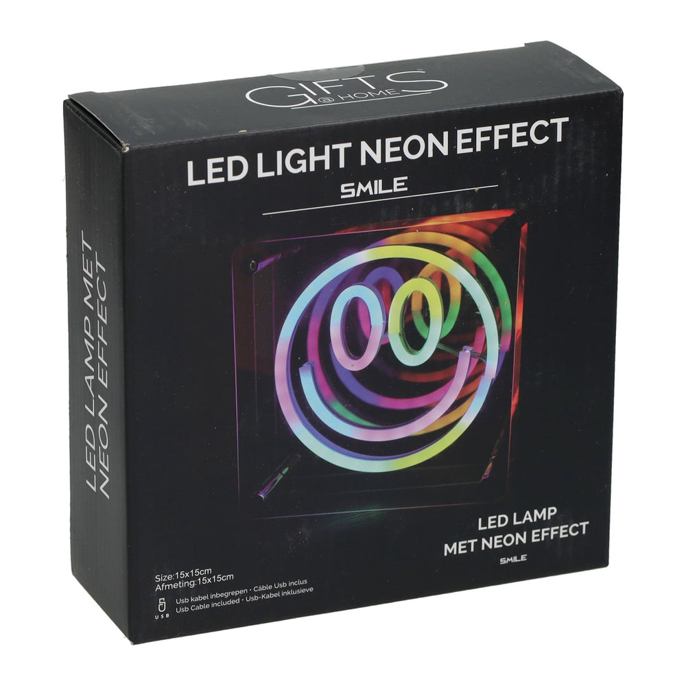 Led neon lamp happy face 15x15 cm