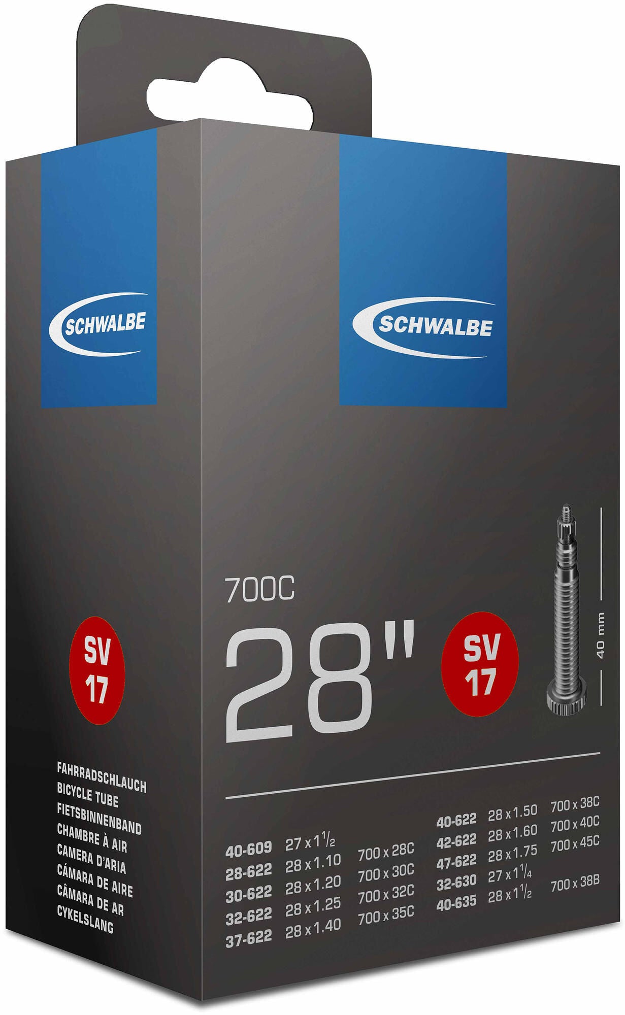 Schwalbe binnenband tube #17 28 47-622 635 sv40 autom
