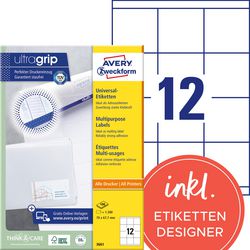 Universele etiketten avery 3661 70x67,7mm wit
