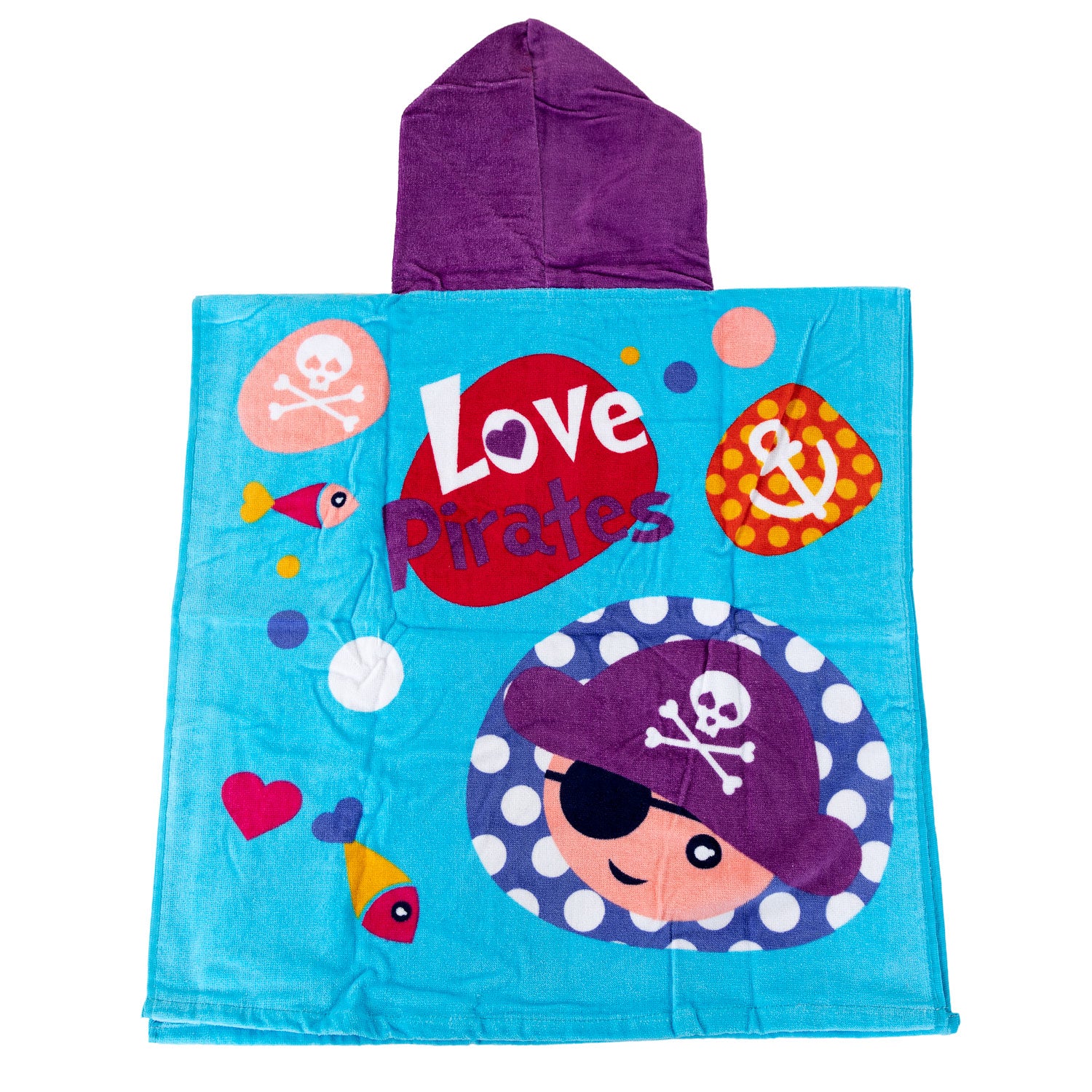 Kinderlicentie handdoekponcho piraatjes, 60x120cm