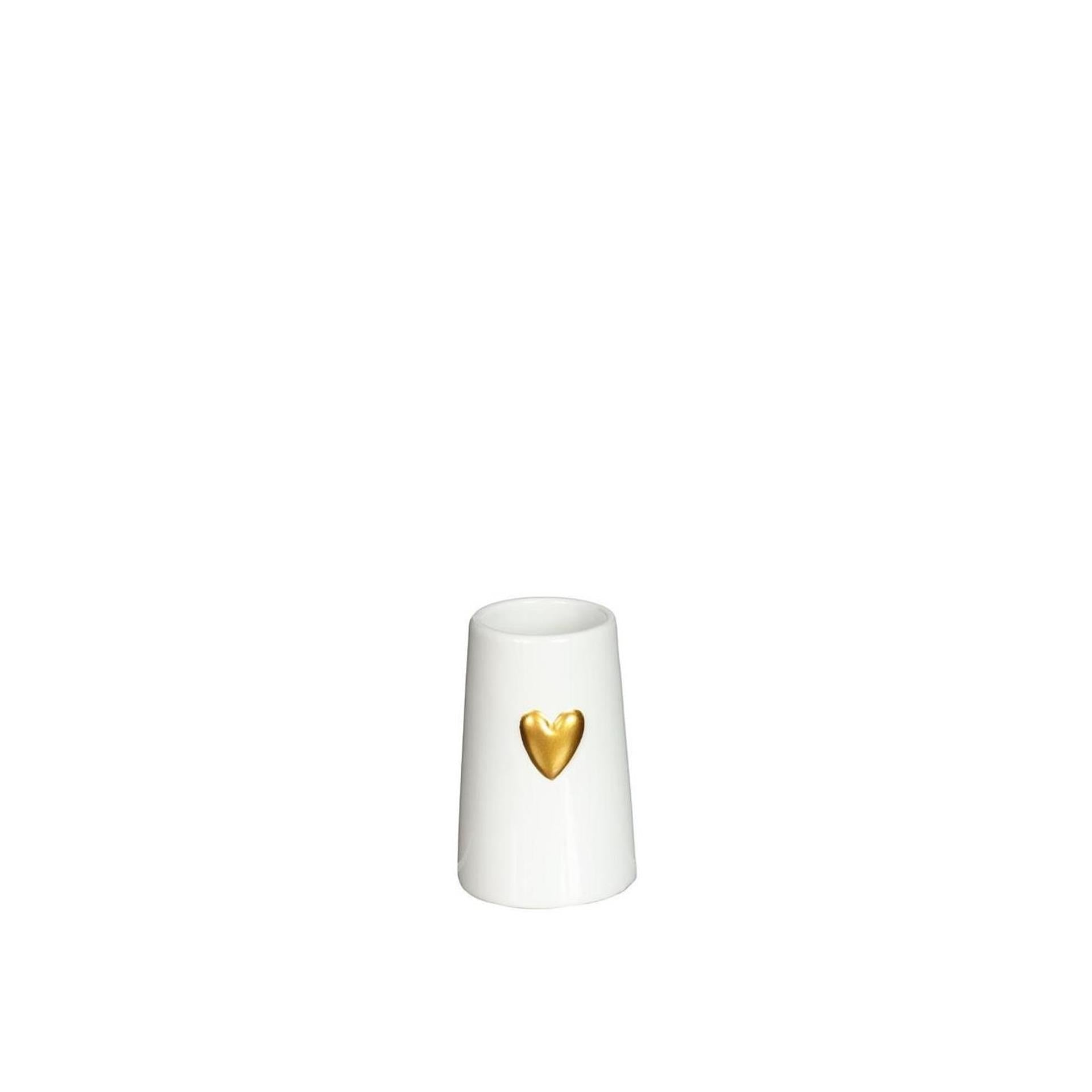 Ideas 4 seasons vaas wit met goudenhart ã˜6 h.9 cm keramiek