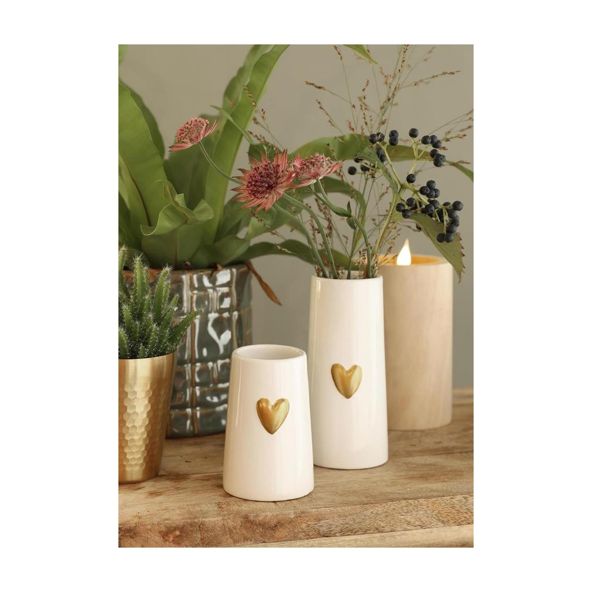 Ideas 4 seasons vaas wit met goudenhart ã˜6 h.9 cm keramiek