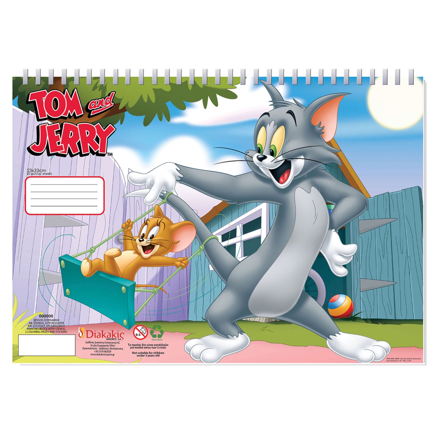 Tom Jerry Kleurplaat met stencil en stickervel