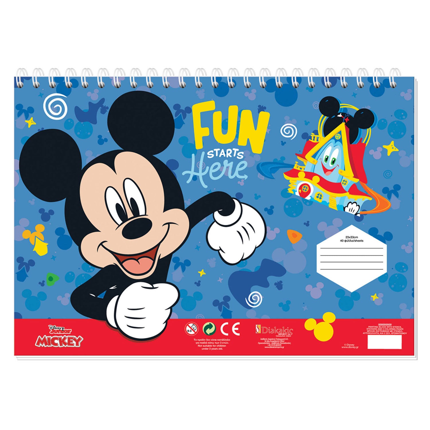 Mickey Mouse Kleurplaat met Sjabloon en Stickervel