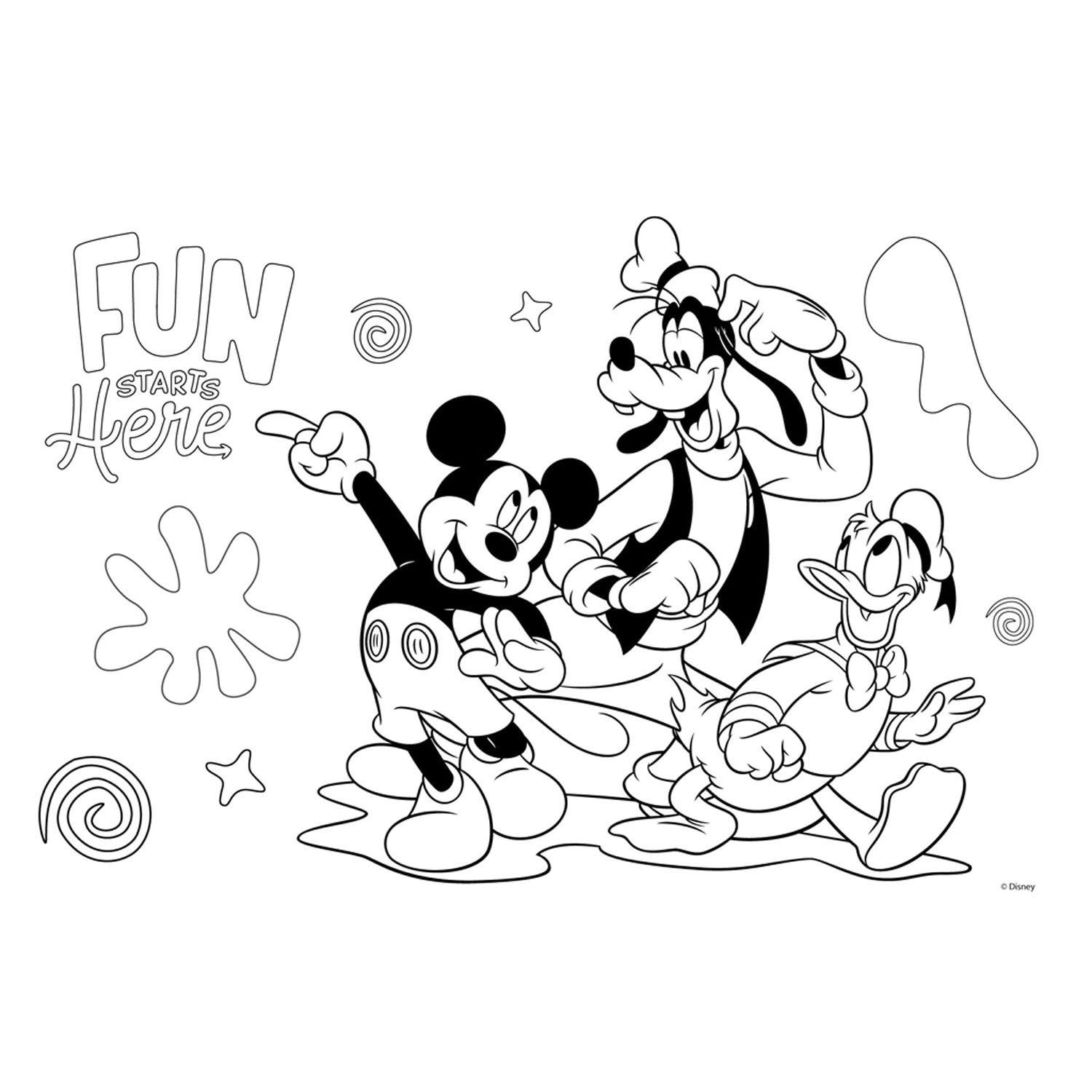 Mickey Mouse Kleurplaat met Sjabloon en Stickervel