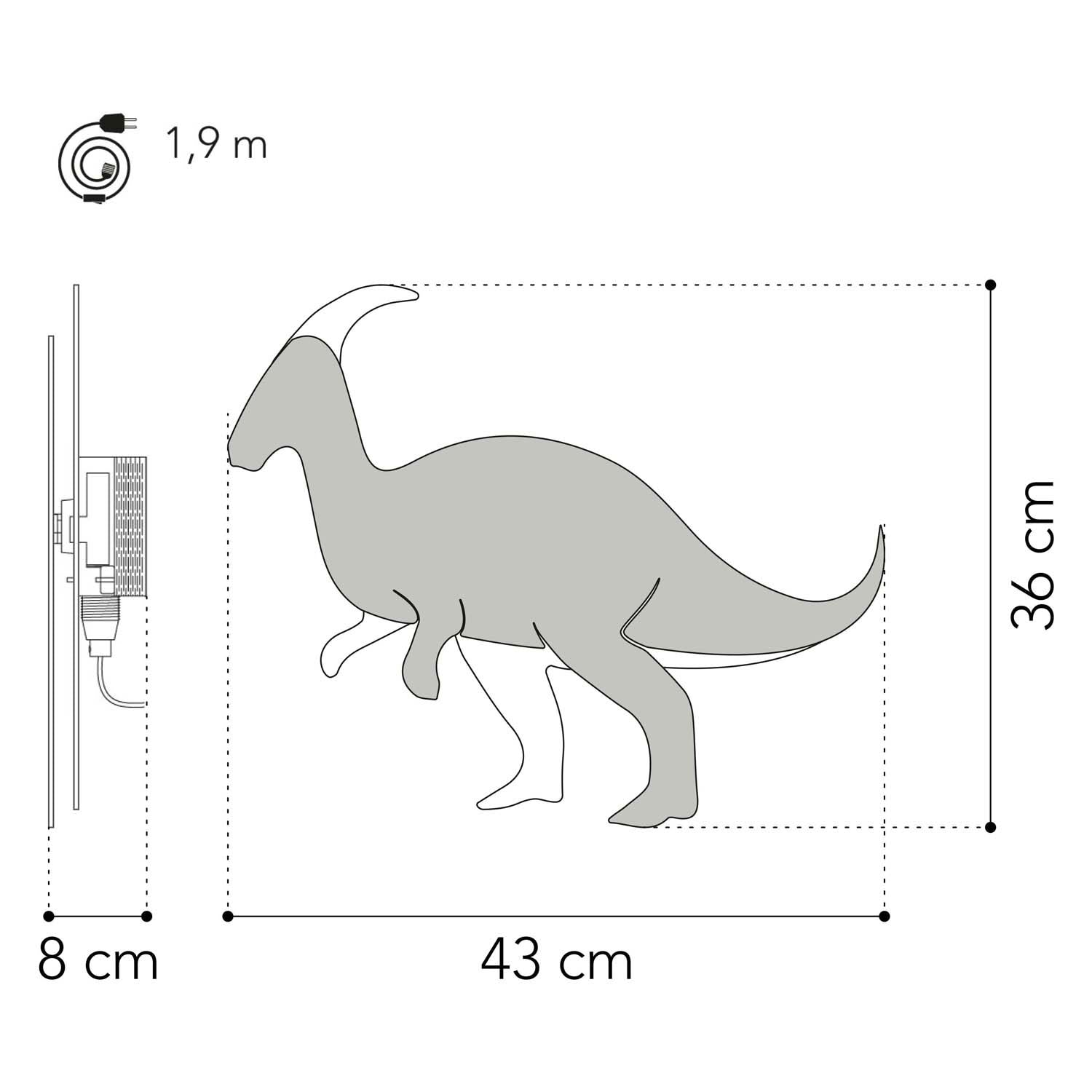 Van tjalle en jasper - dino wandlamp parasaurolopus - hout