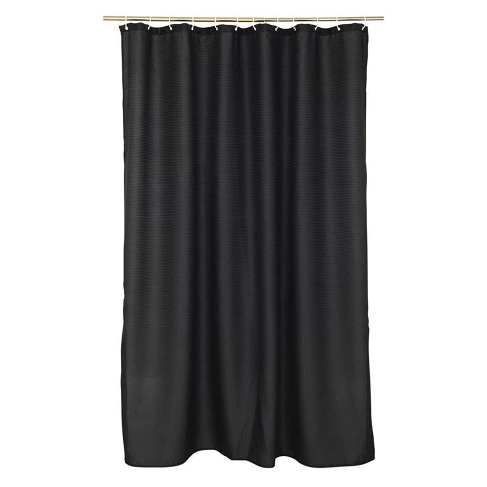 Wicotex douchegordijn jacquard textiel 100% polyester 180x200cm zwart kompleet met ophangringen