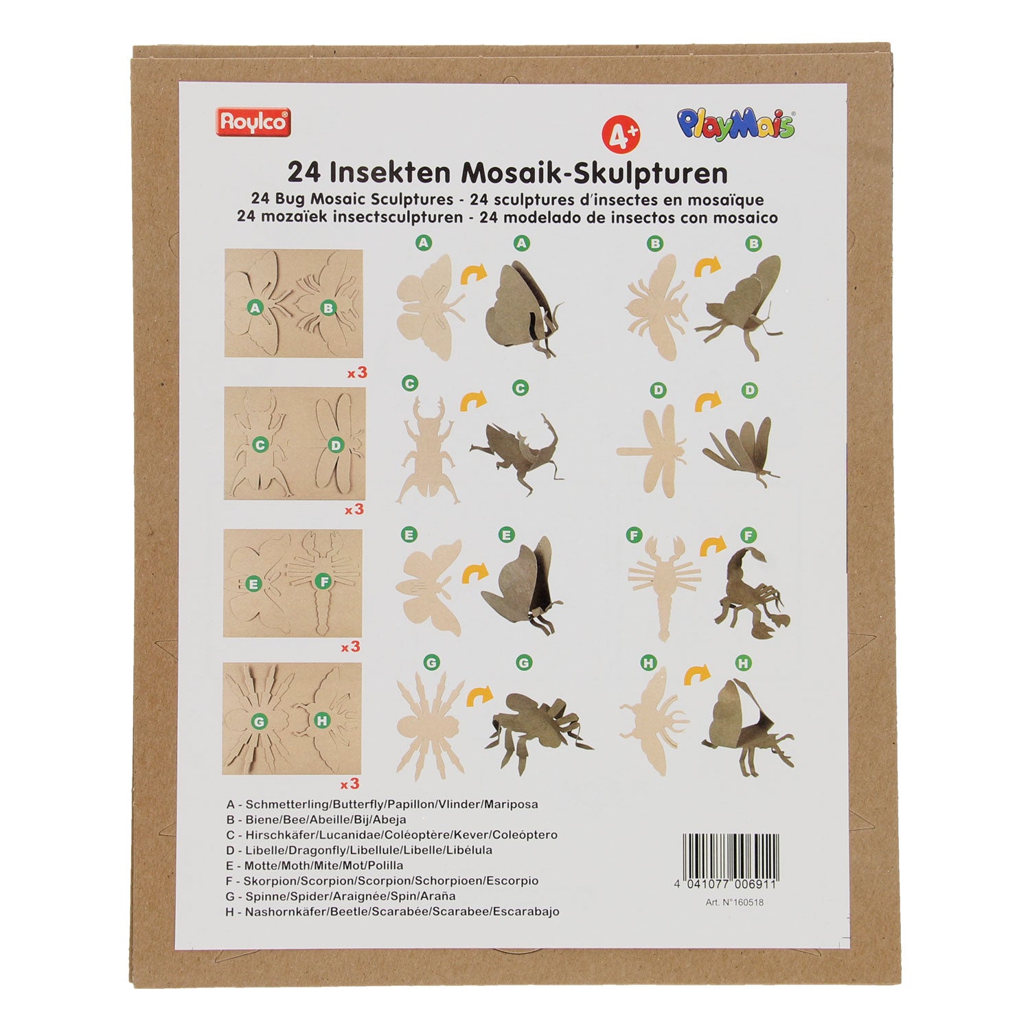 Playmais mozaïek 3d insectenmat, 24st.