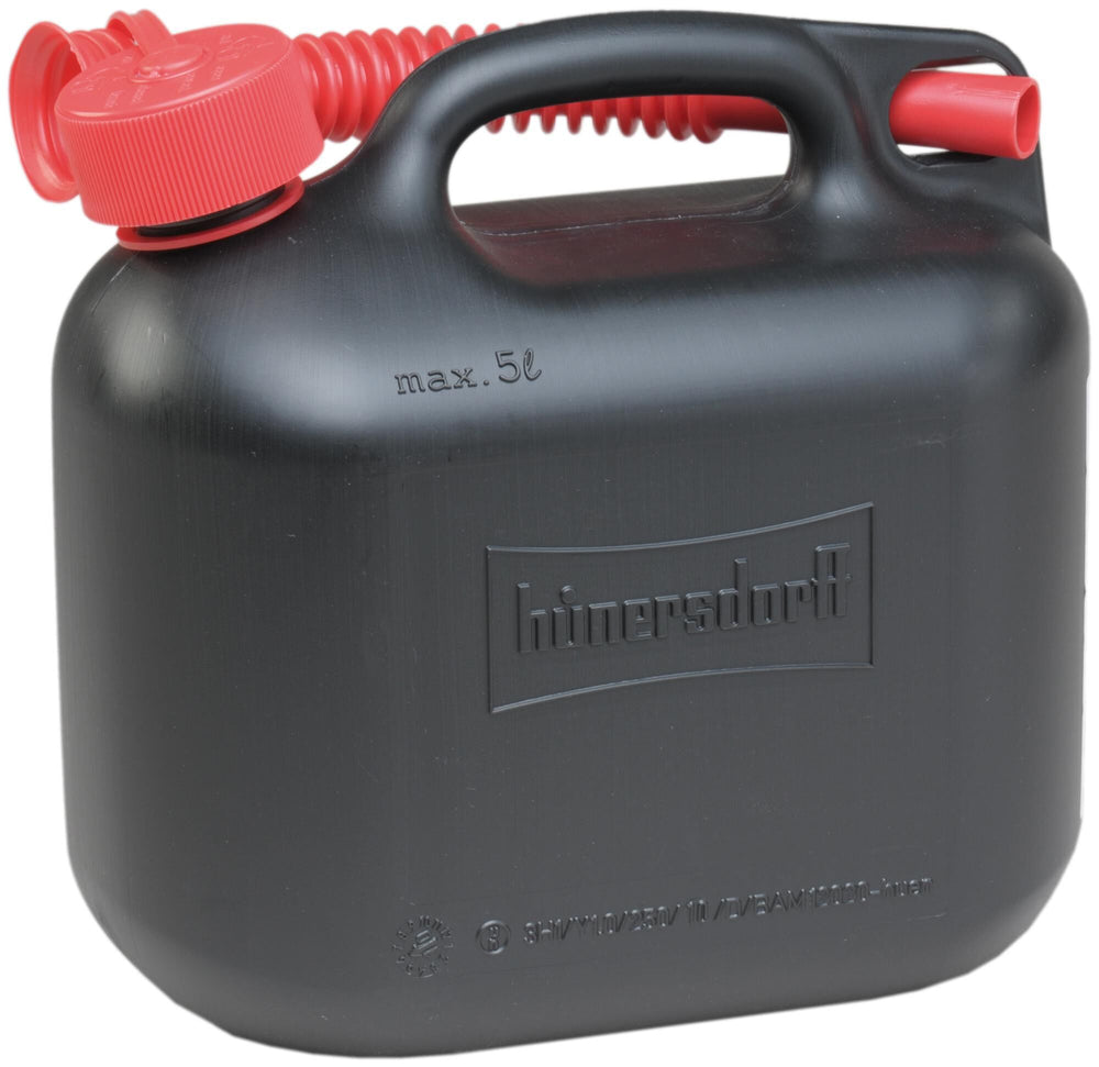 Hünersdorff jerrycan standard benzin canist. 5l black plastic, un