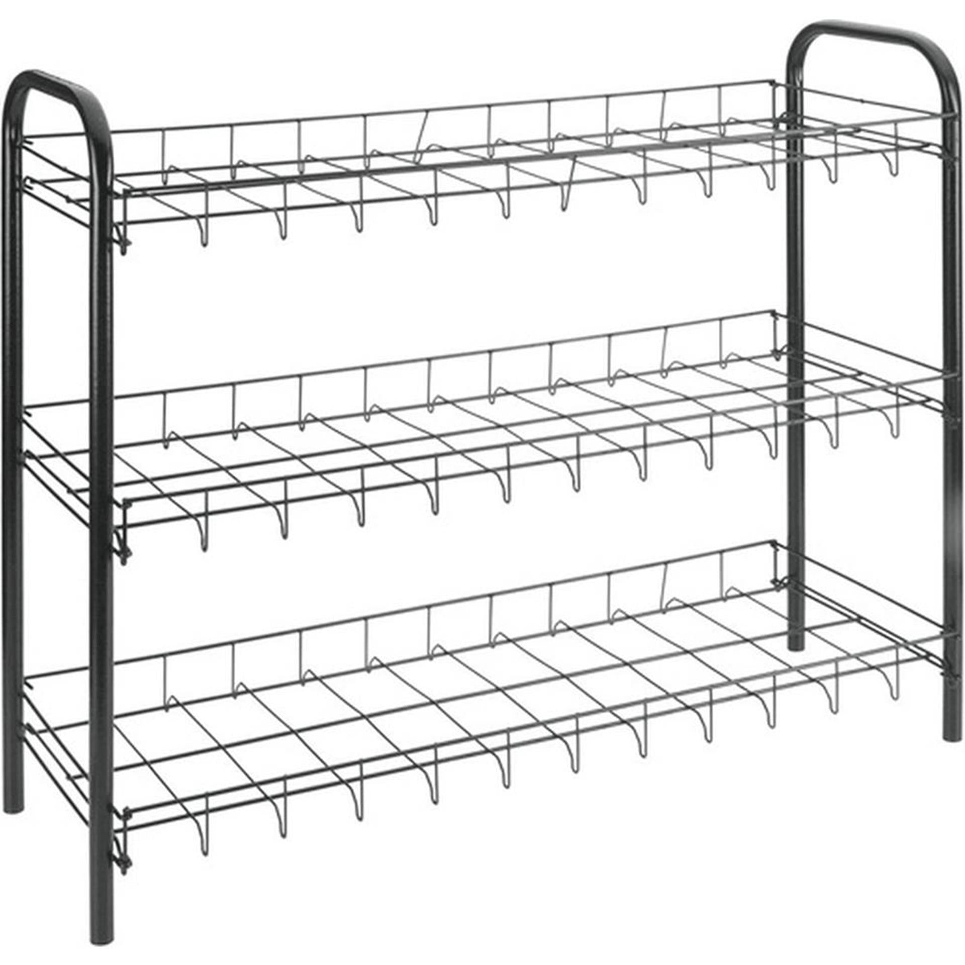 Metaltex schoen schoenenrek 3 etages 64x23x59 cm zwart
