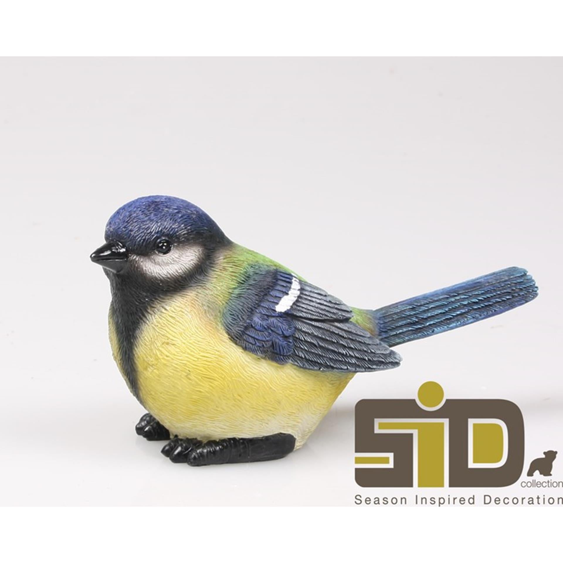 Season inspired decoration beeld vogel koolmeesje m 15,5x6,5x8,5cm