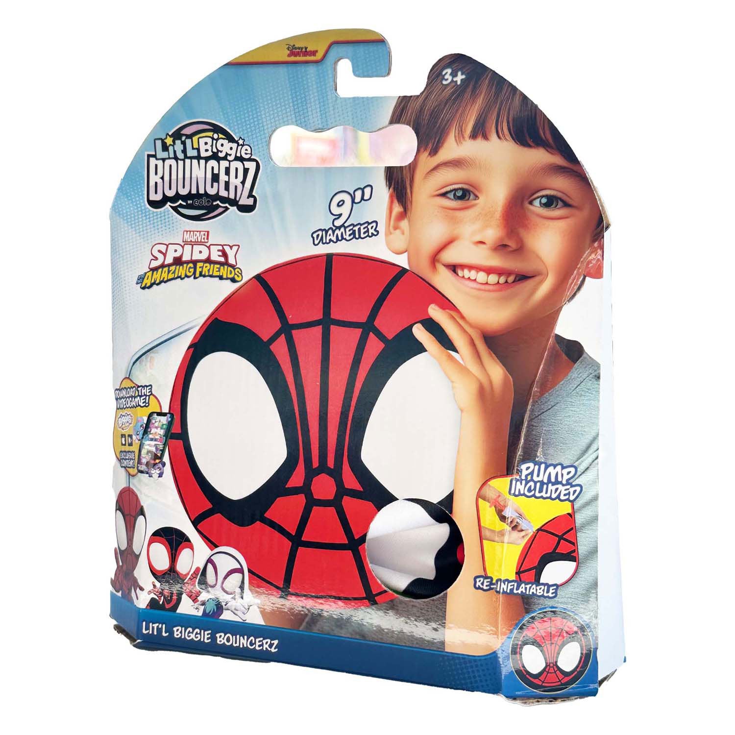 Gear2play lit'l biggie bouncerz spiderman - opblaasbare speelgoedbal