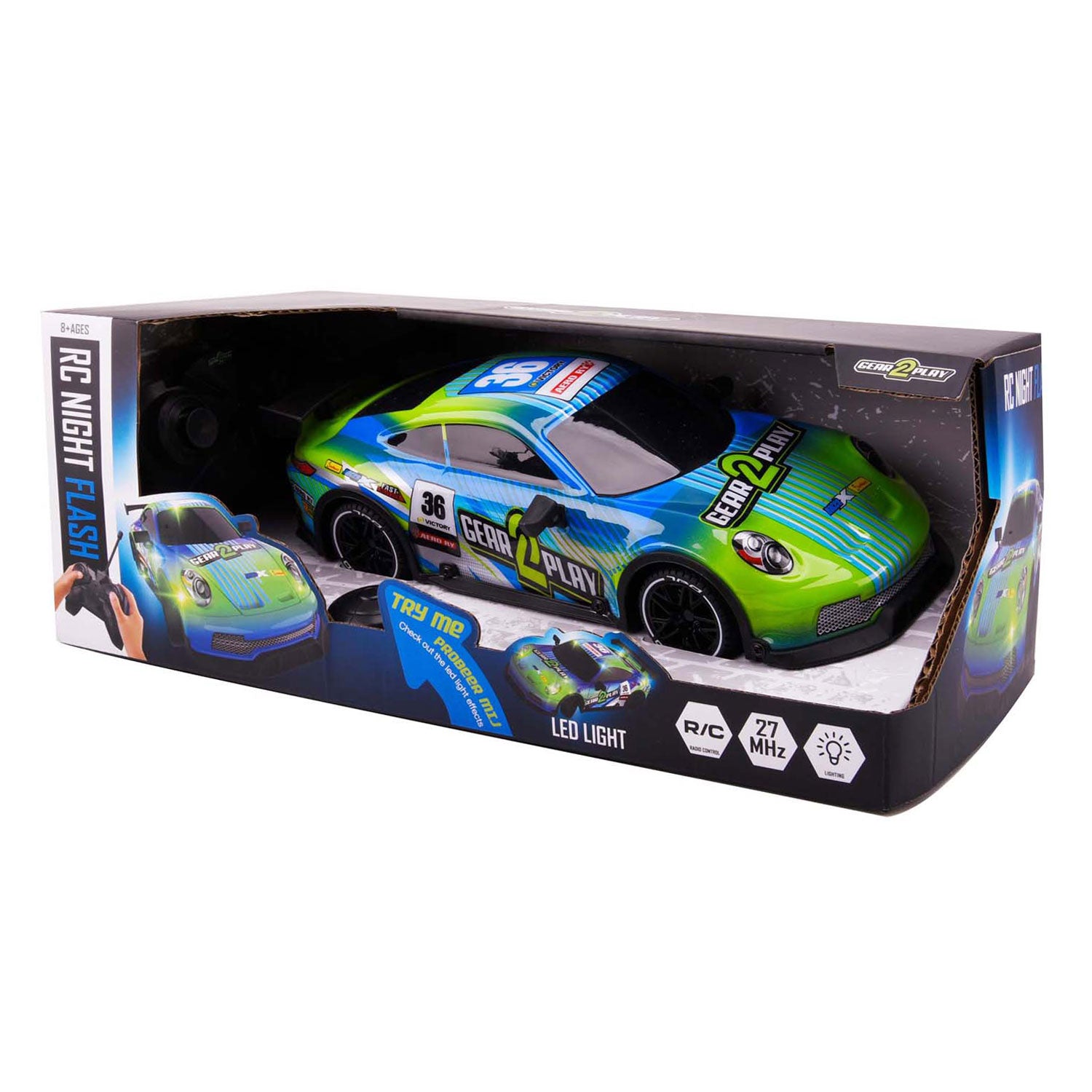 Gear2play rc nachtflitser bestuurbare auto