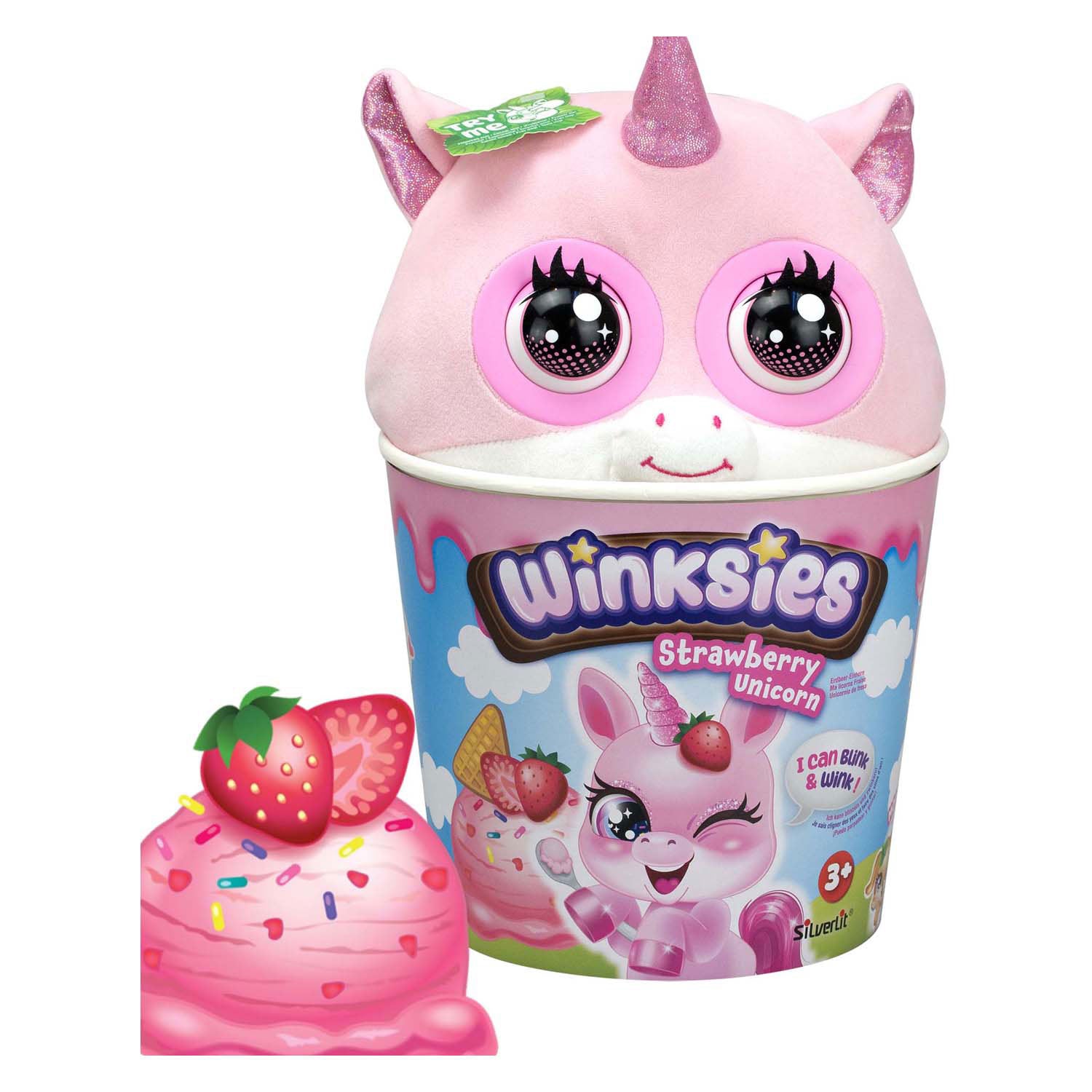Silverlit winksies aardbei eenhoorn interactieve knuffel