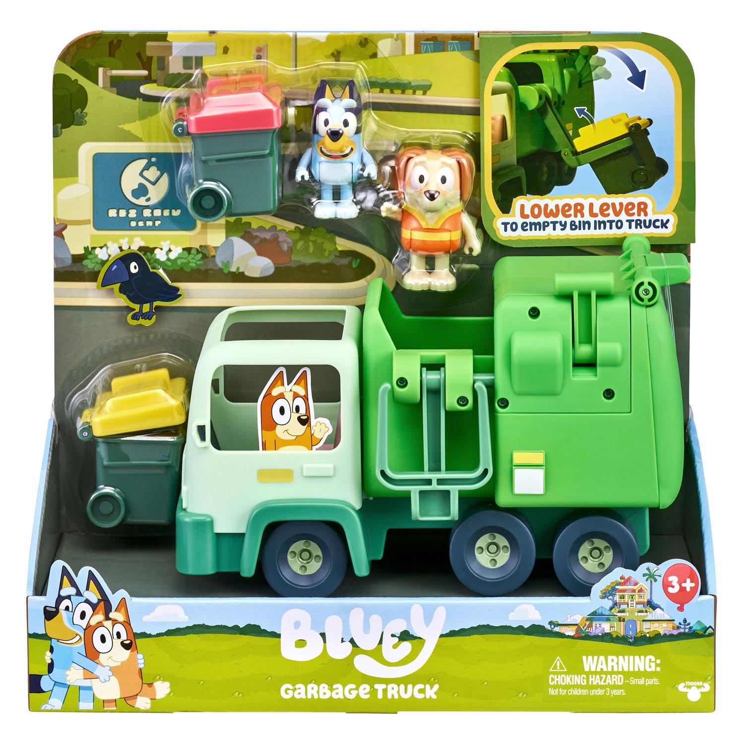 Elandenspeelgoed bluey vuilniswagen met speelfiguren